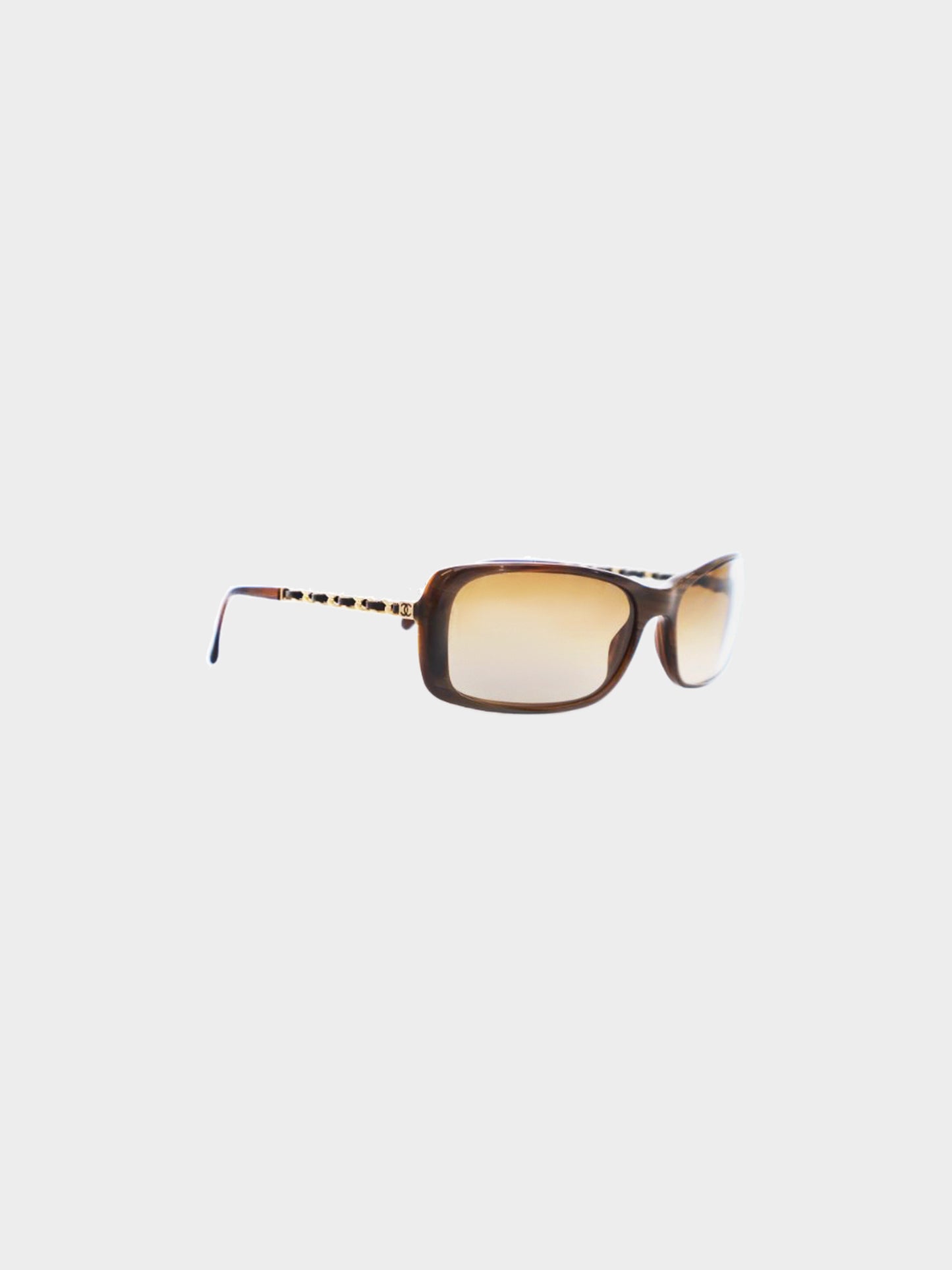 Chanel Early 2010s Brown and Gold Chain Link Sunglasses