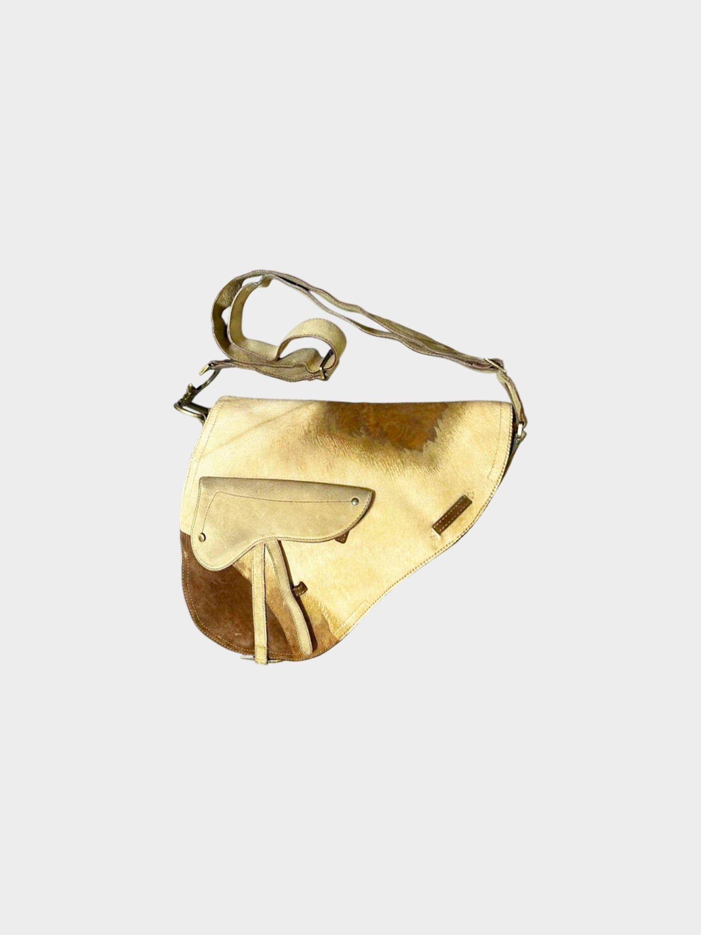 Christian Dior by John Galliano 2002 Limited Edition Pony Hair and Suede Messenger Saddle Bag