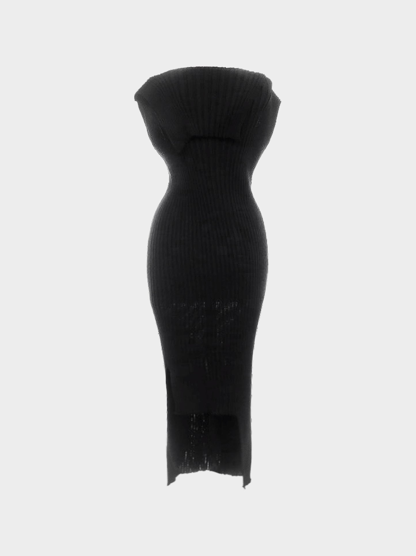 Issey Miyake FW 2024 Black Ribbed Knit Long Dress