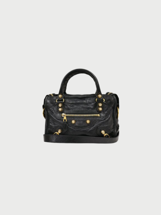Balenciaga 2000s Black Leather Giant Mini City Bag