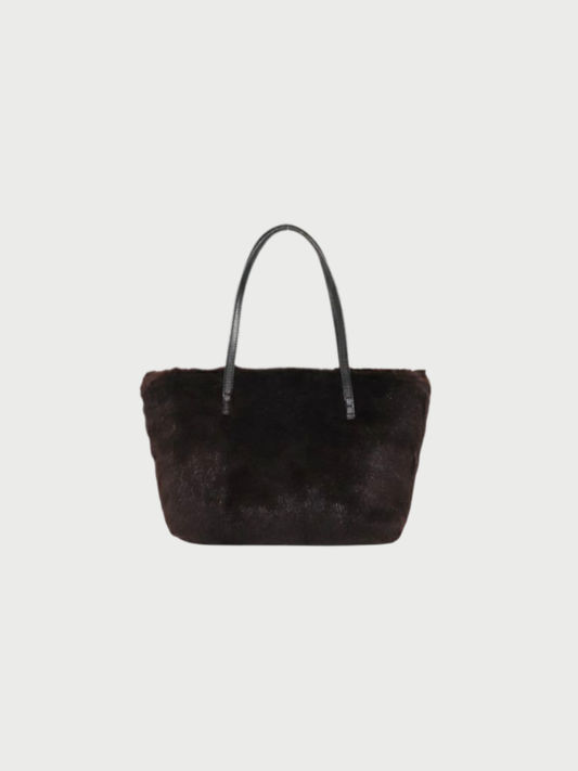 Fendi 2000s Brown Black Fur Leather Handbag