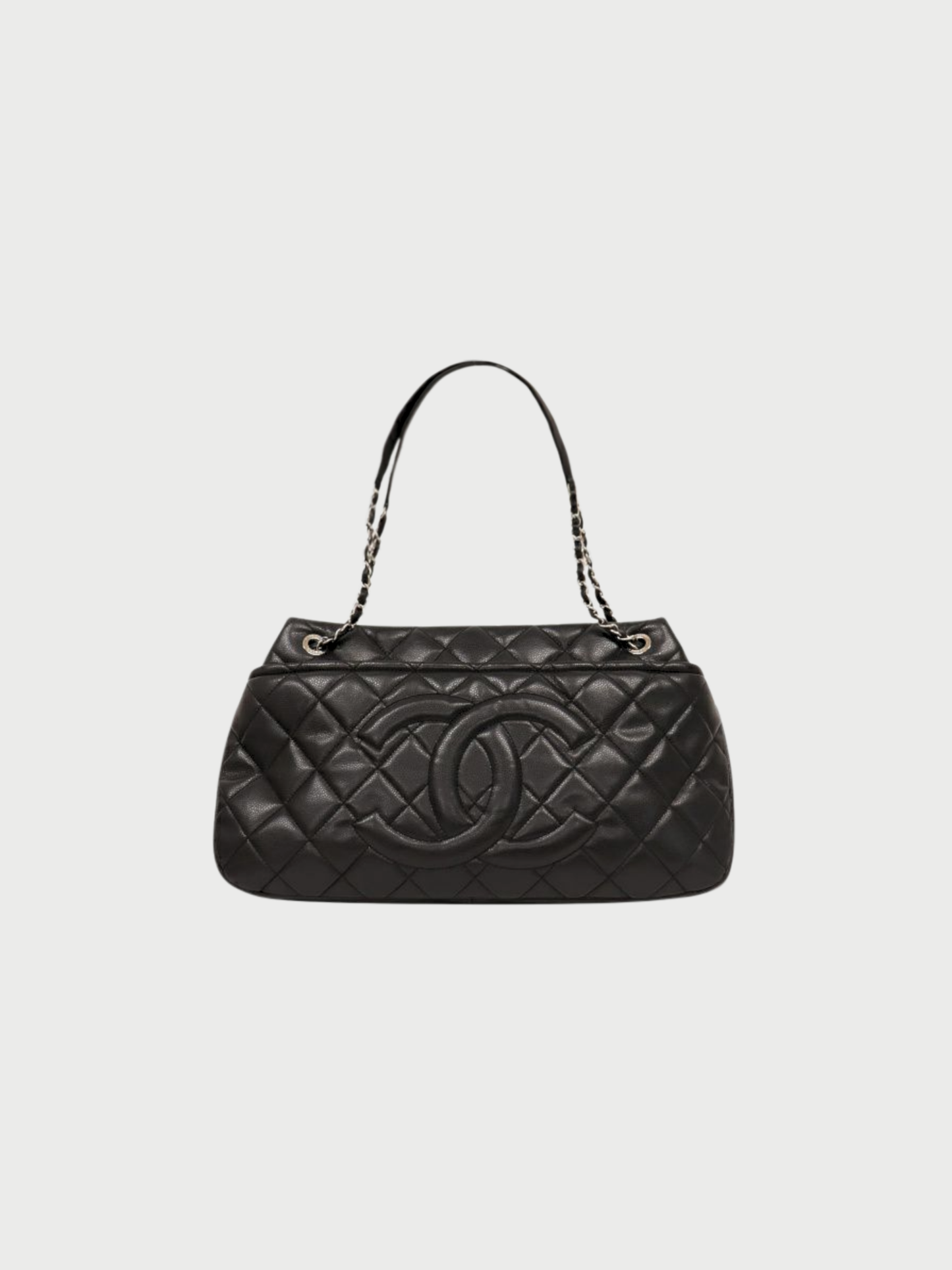 Chanel 2012 Black Caviar Skin Matelassé Chain Tote Bag