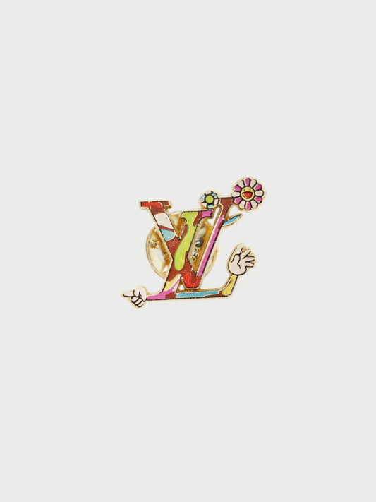 Louis Vuitton 2000s Multicolor Takashi Murakami Plated Gold Pin Brooch