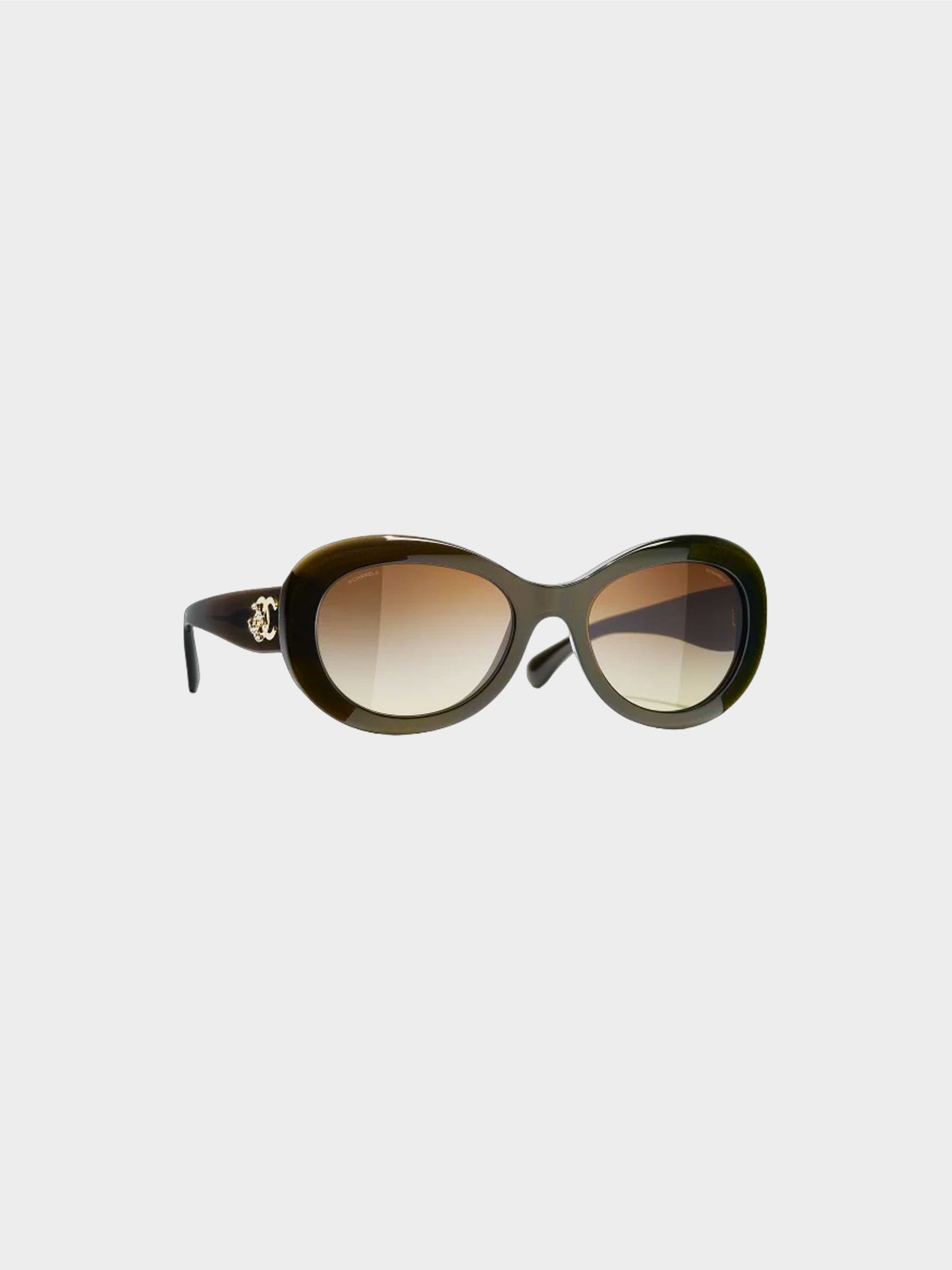 Chanel 2020s Brown Oval Sunglasses