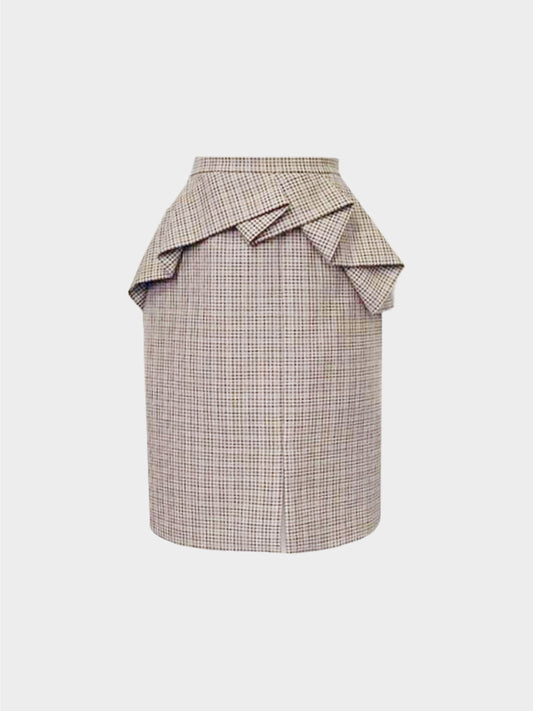 Celine SS 2022 Gingham Ruffled Short Skirt