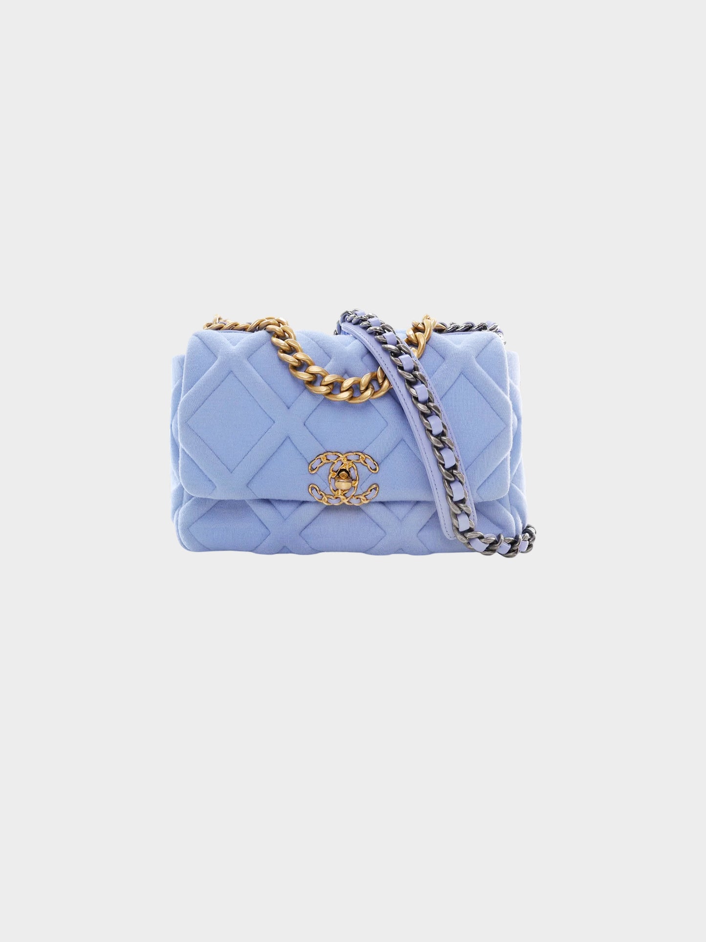 Chanel 2020 Blue Jersey Quilted Medium  19' Flap Bag