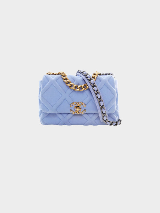 Chanel 2020 Blue Jersey Quilted Medium  19' Flap Bag
