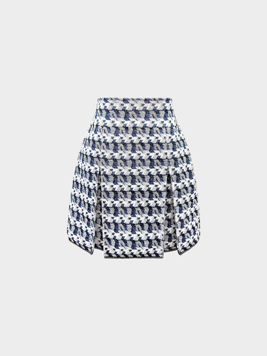 Chanel 2016 Navy, White and Black Pleated Knit Skirt