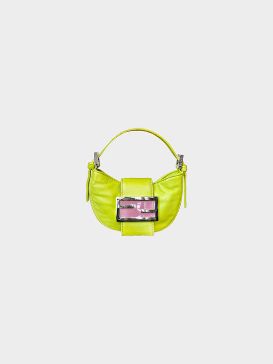 Fendi 2000s Green Leather Mini Croissant Bag