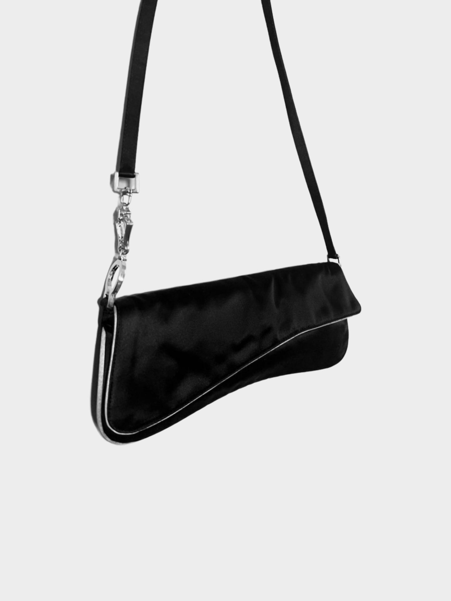 Prada 2000s Black and White Nylon Shoulder Bag