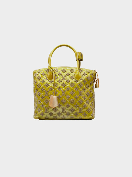 Louis Vuitton FW 2011 Green Patent Leather Lockit Fascination Monogram Handbag