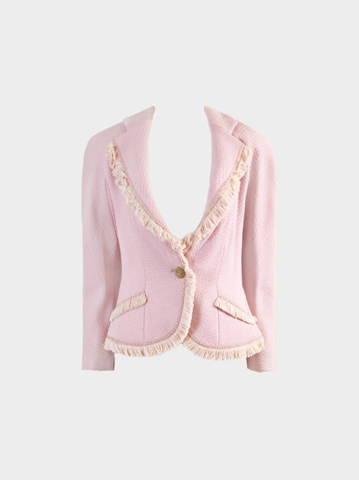 Christian Dior FW 1997 Runway Pink Tweed Fringe Jacket