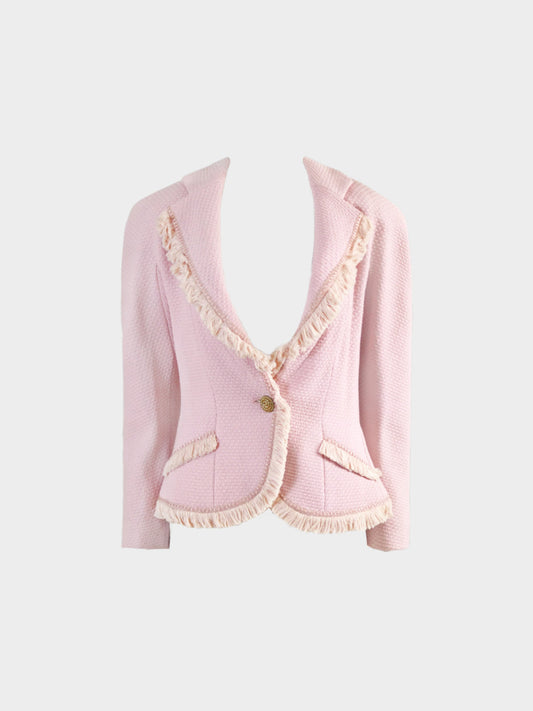 Christian Dior FW 1997 Runway Pink Tweed Fringe Jacket