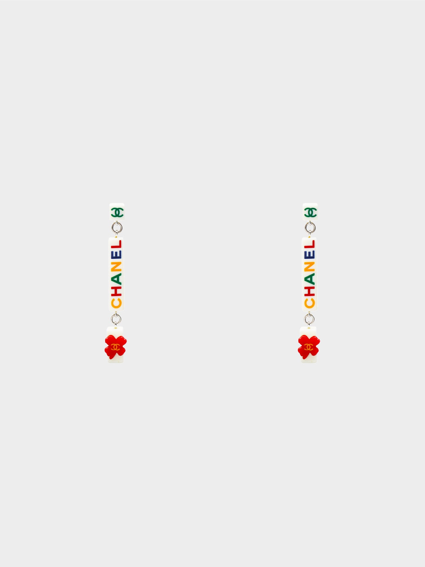 Chanel Spring 2004 CC Clover Drop Earrings