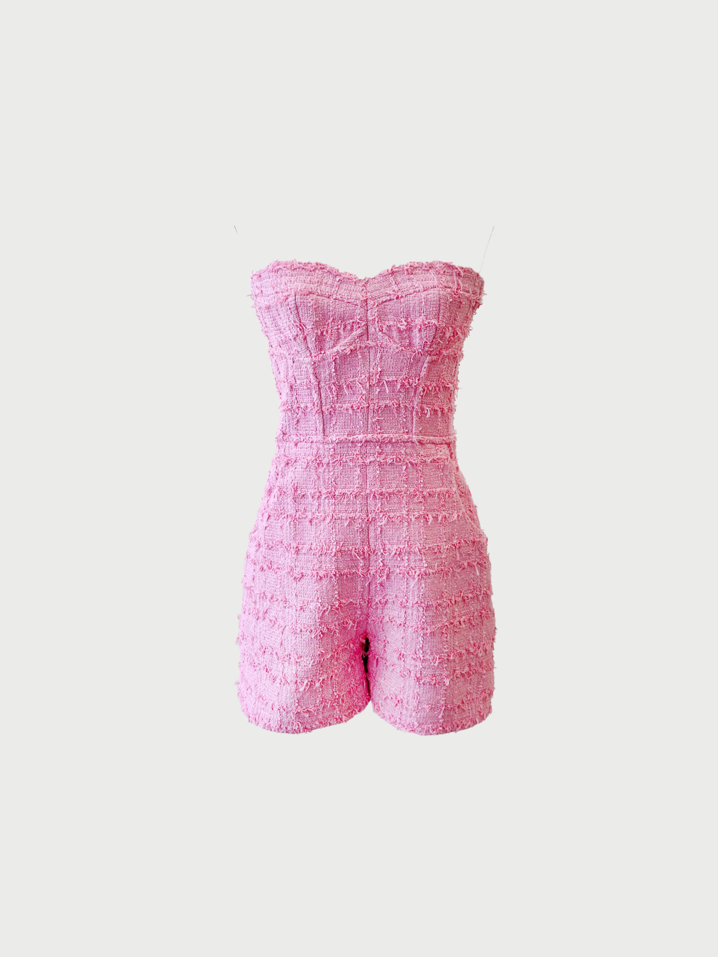 Chanel 2023 Pink Tweed Strapless Romper