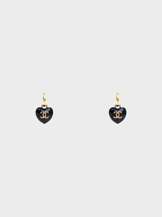 Chanel SS 2021 Crystal CC Heart Drop Earrings