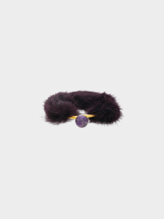 Céline by Phoebe Philo 2018 Amethyst Mink Fur Cuff Bracelet