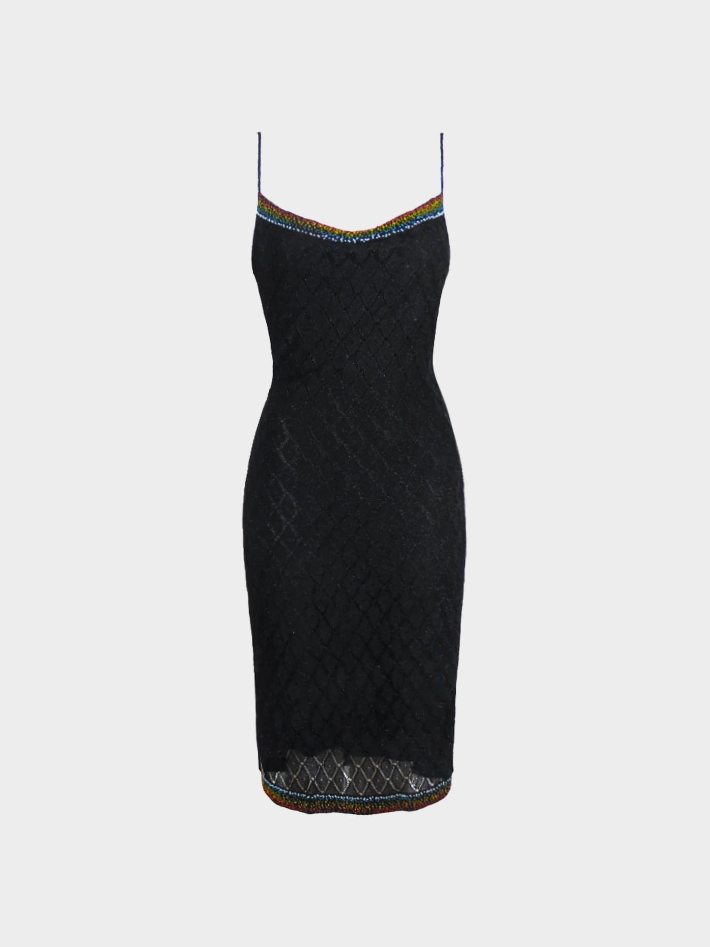 Christian Dior by John Galliano FW 2001 Black Lurex Bead Embroidered Midi Dress