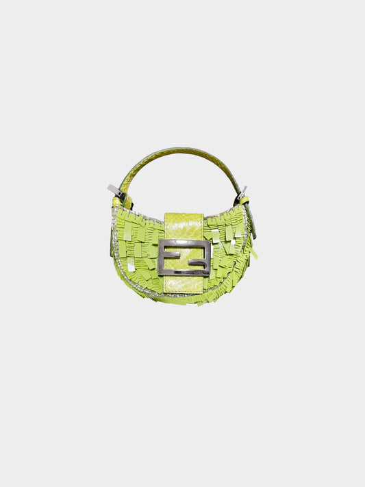 Fendi 2000s Rare Green Sequin and Beaded Mini Croissant Bag