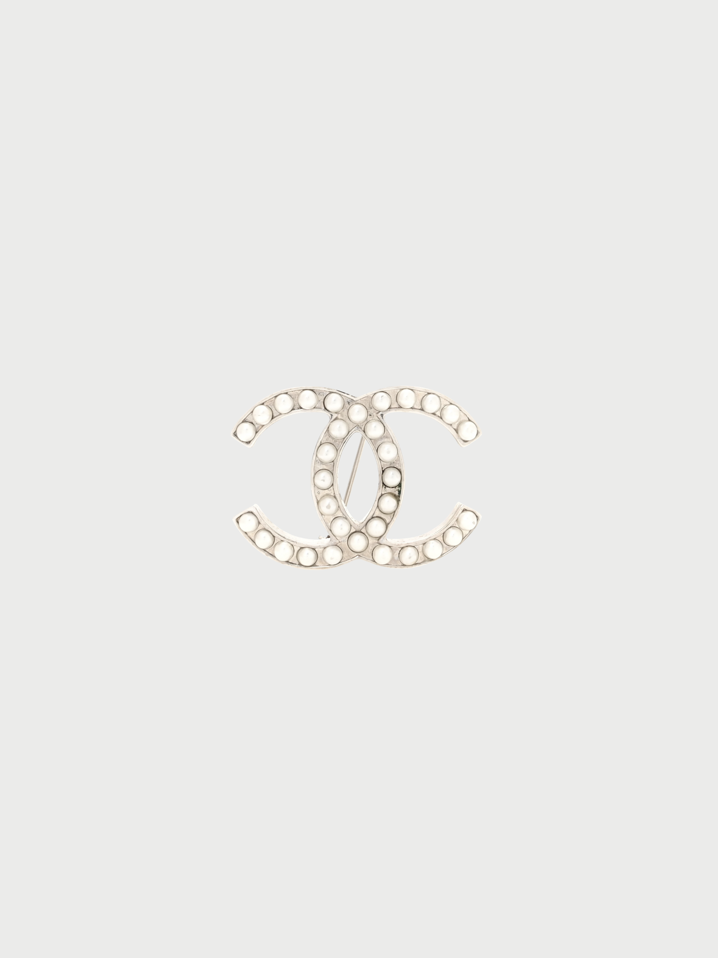 Chanel 2000s Silver Pearl COCO Brooch