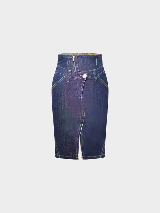 Jean Paul Gaultier 1990s Overlay Denim High-waisted Skirt