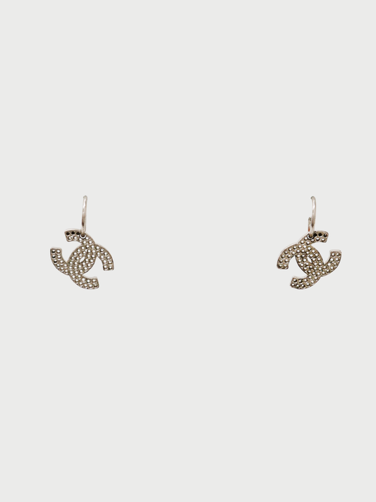 Chanel 2003 Silver Plated Metal Coco Punching Earrings