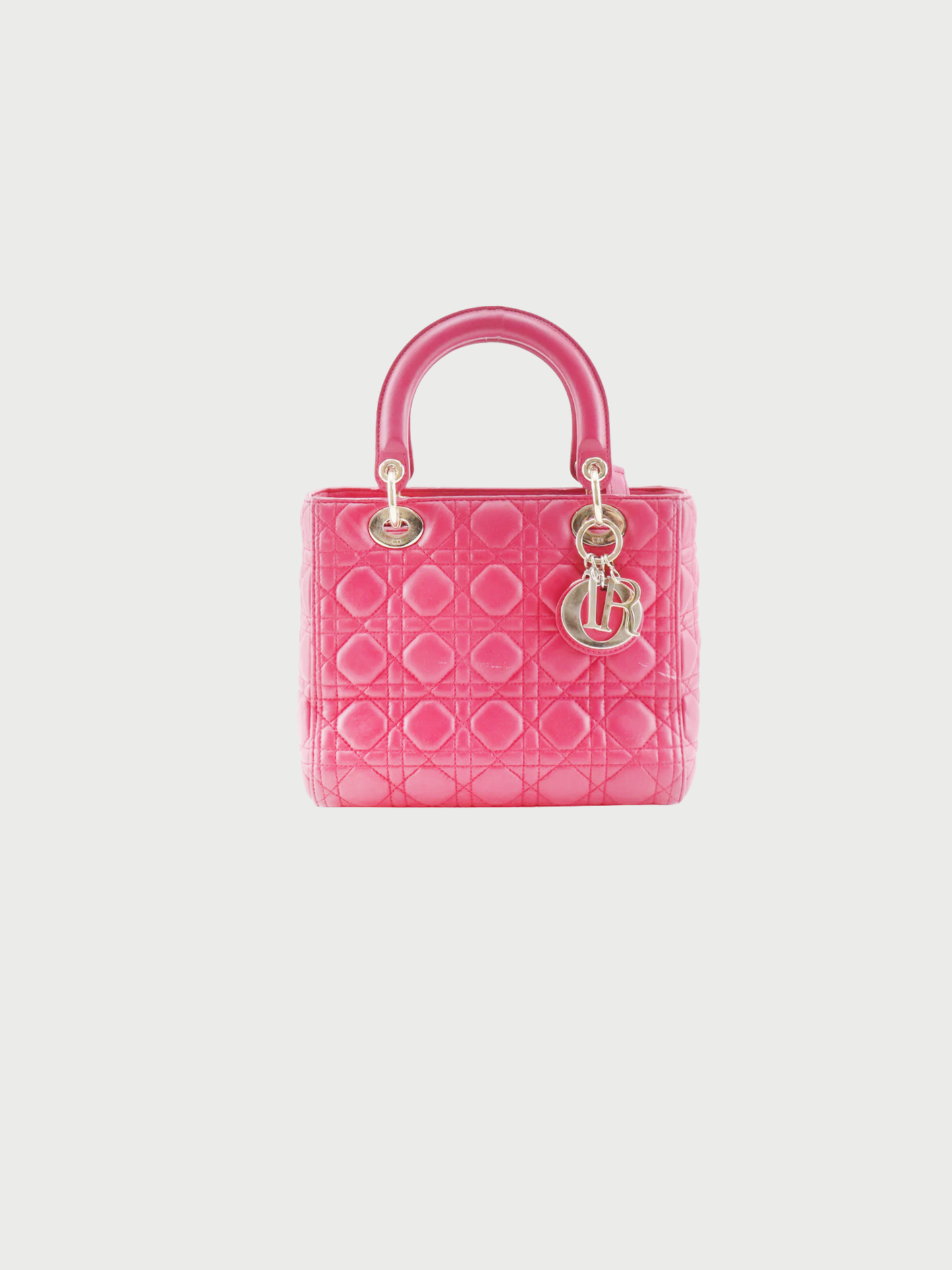 Christian Dior 2010s Raspberry Pink Lambskin Lady Dior Medium Bag