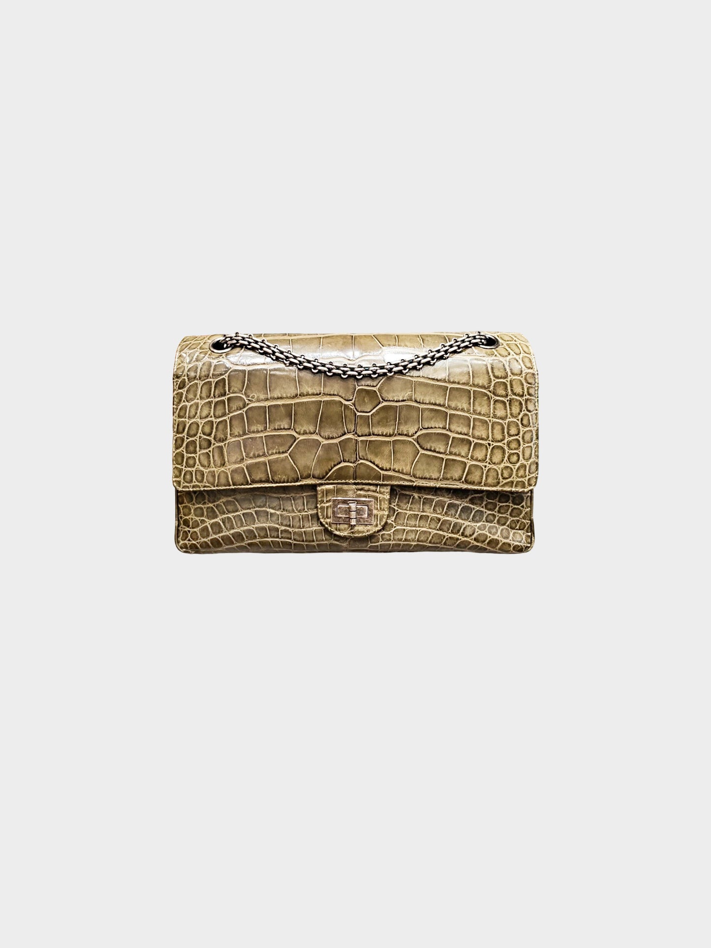 Chanel 2011 Olive Green Reissue 2.55 Alligator Medium Classic Double Flap Bag