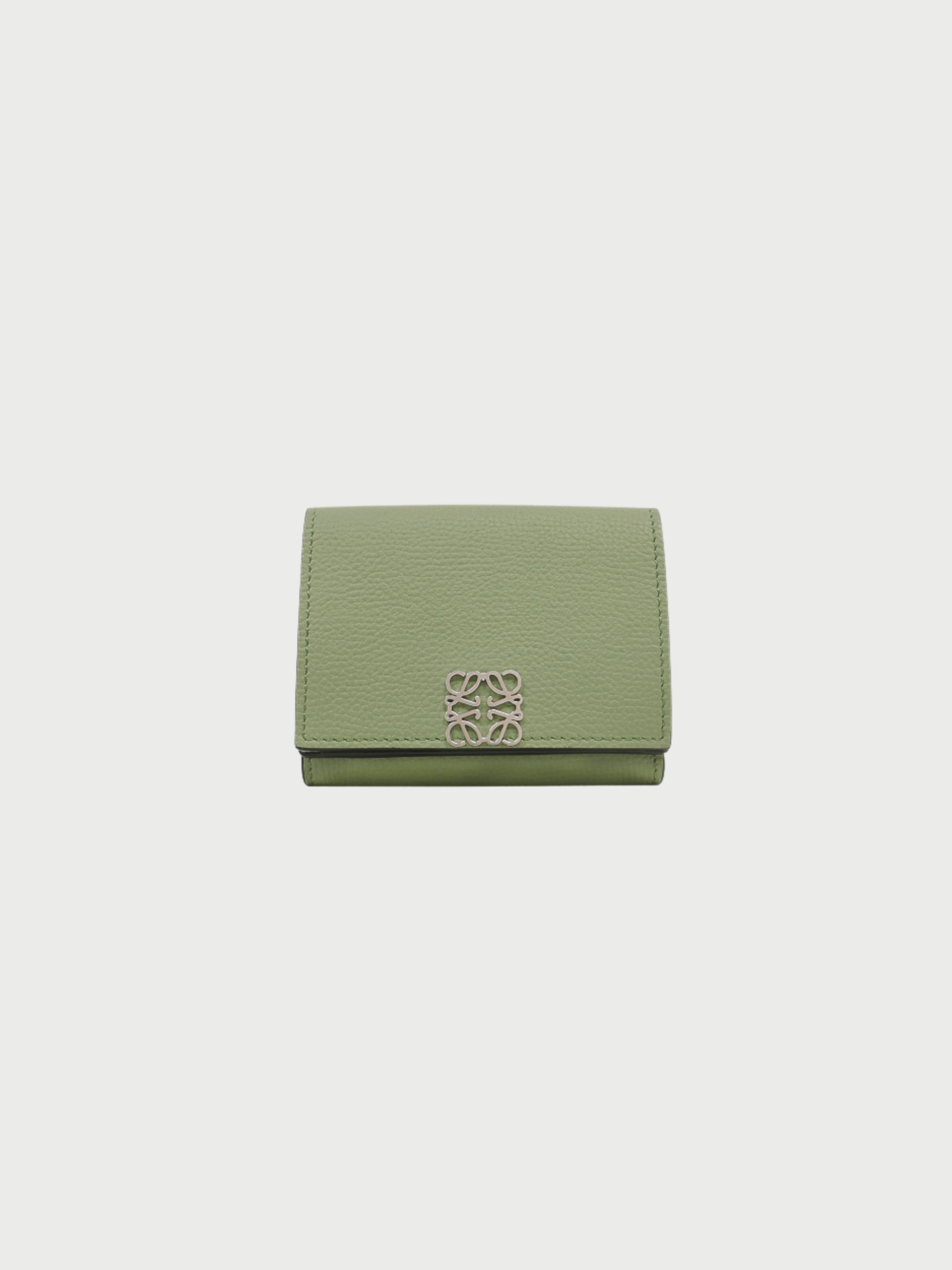 Loewe 2010s Green Leather Trifold Compact Wallet
