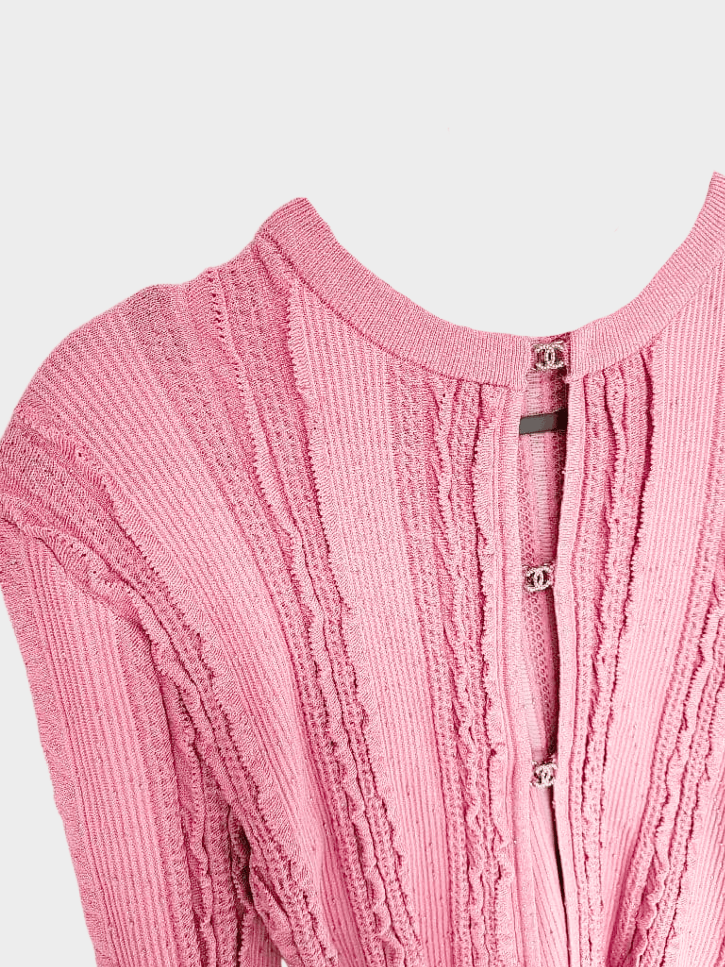 Chanel 2023 Pink Knitted Cardigan Top