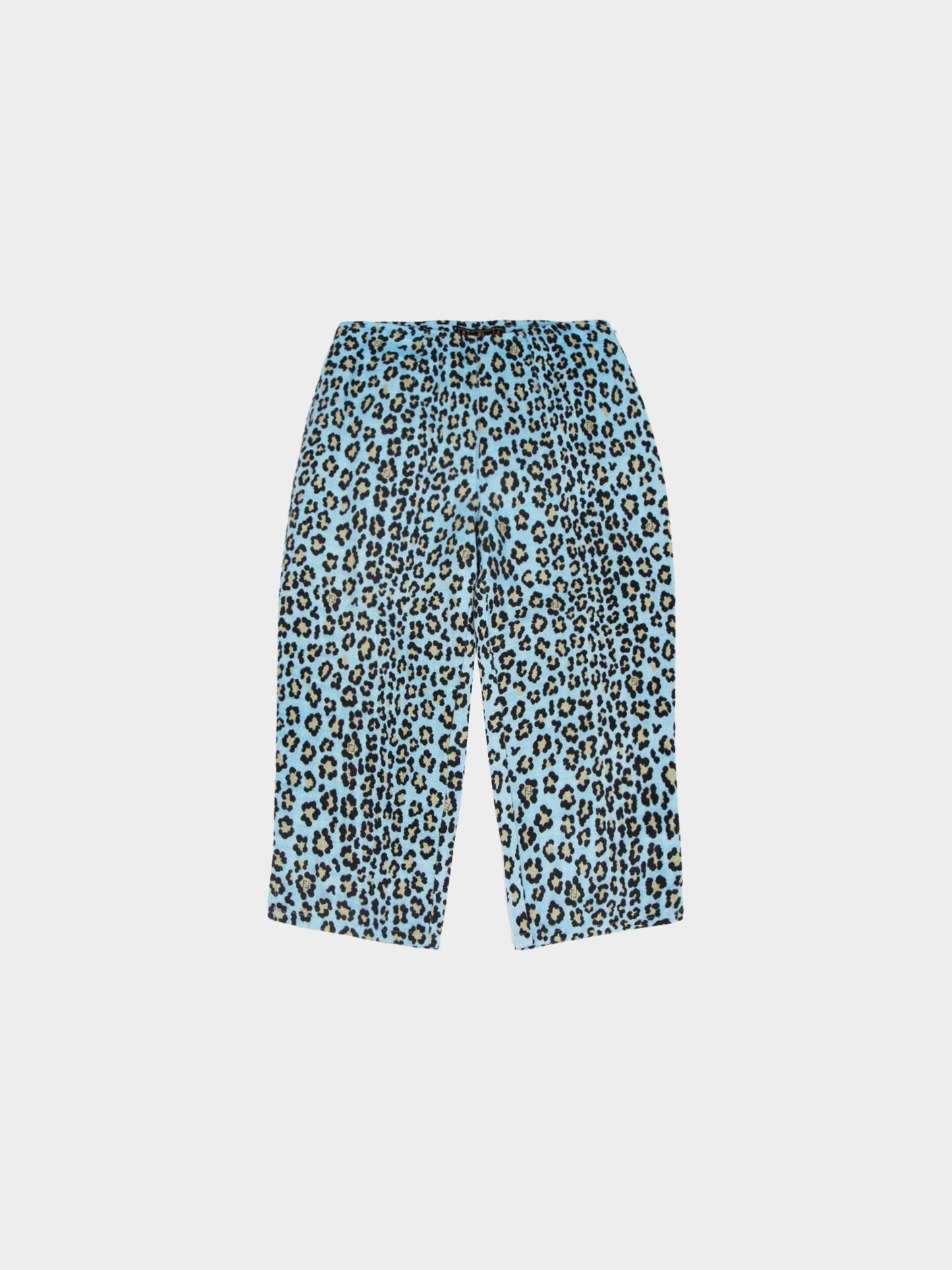 Fendi 2000s Light Blue Leopard Print Cropped Pants