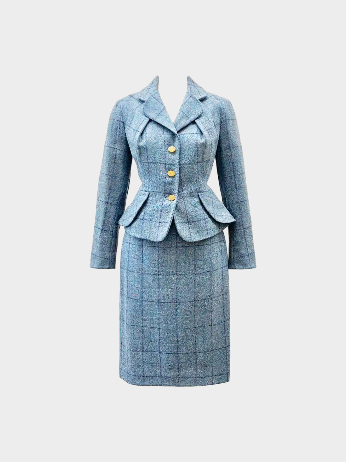 Vivienne Westwood 1990s Blue Wool Tweed Jacket and Skirt Set