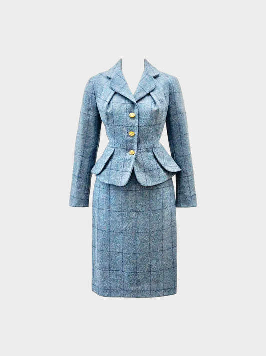 Vivienne Westwood 1990s Blue Wool Tweed Jacket and Skirt Set
