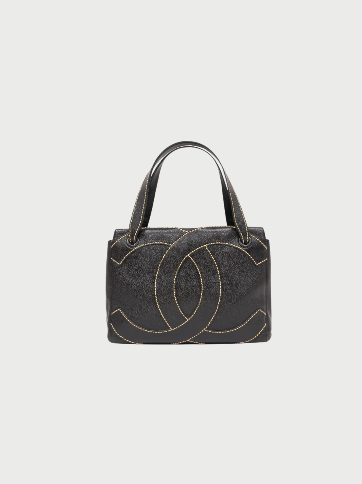 Chanel 2003 Black Caviar Skin Maxi CC Handbag