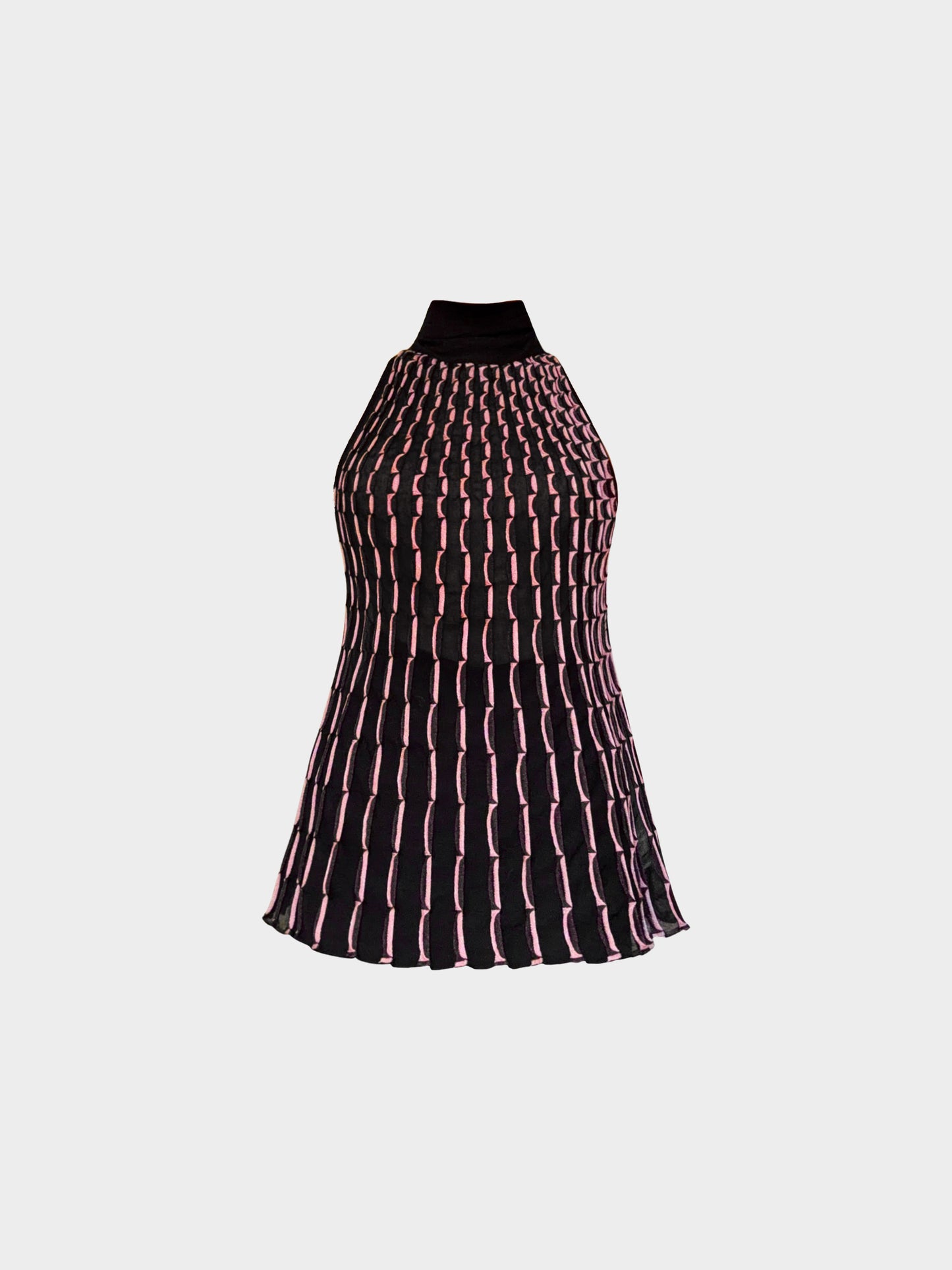 Missoni 2000s Black and Pink Patterned High Neck Top