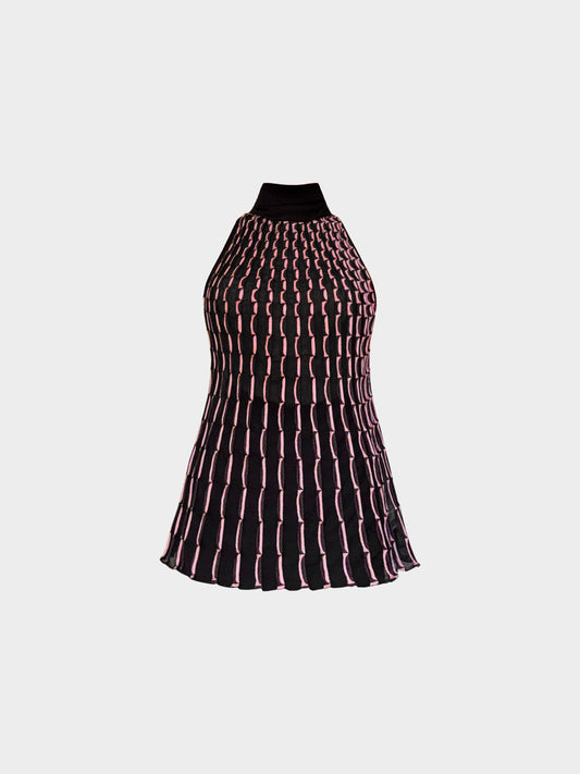Missoni 2000s Black and Pink Patterned High Neck Top