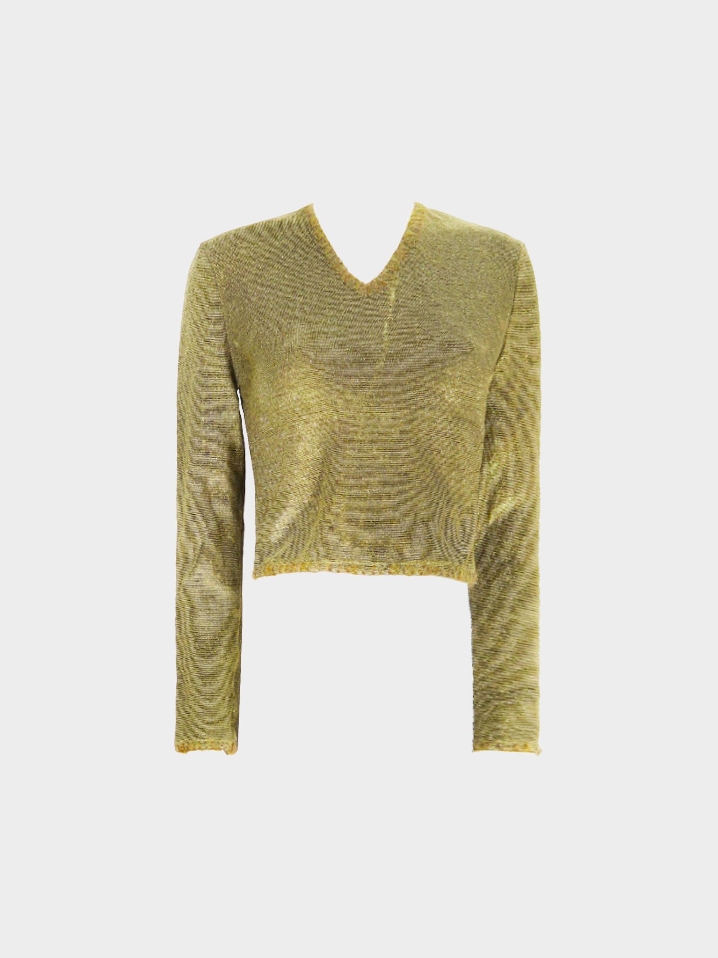 Christian Dior FW 2000 Gold Glitter Long Sleeve Cropped Top