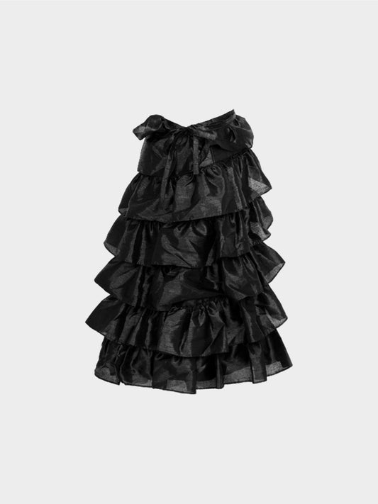 Comme des Garçons FW 2001 Robed Chambre Black Half Wrap Ruffled Skirt