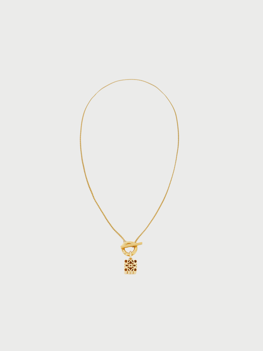 Loewe 2013 Gold Plated Metal Anagram Necklace