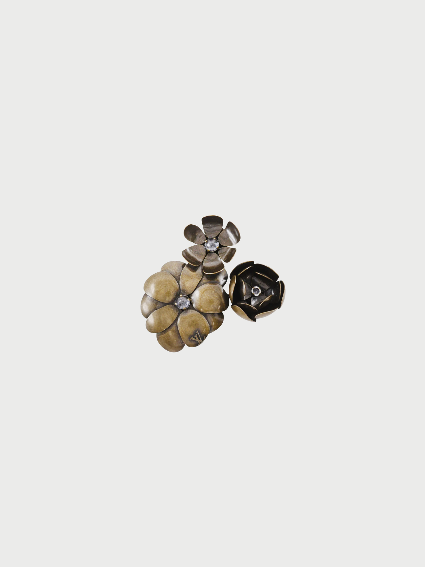 Louis Vuitton 2000s Bronze Crystal Flower Brooch