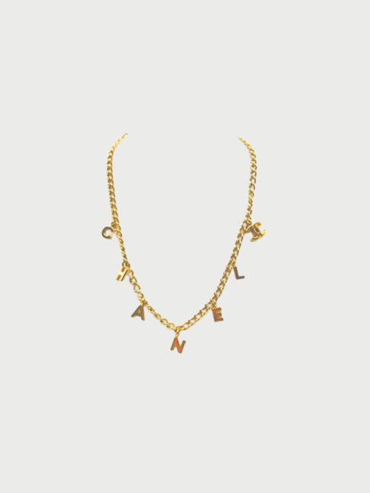Chanel 2000s Gold COCO Pearl Chain Necklace