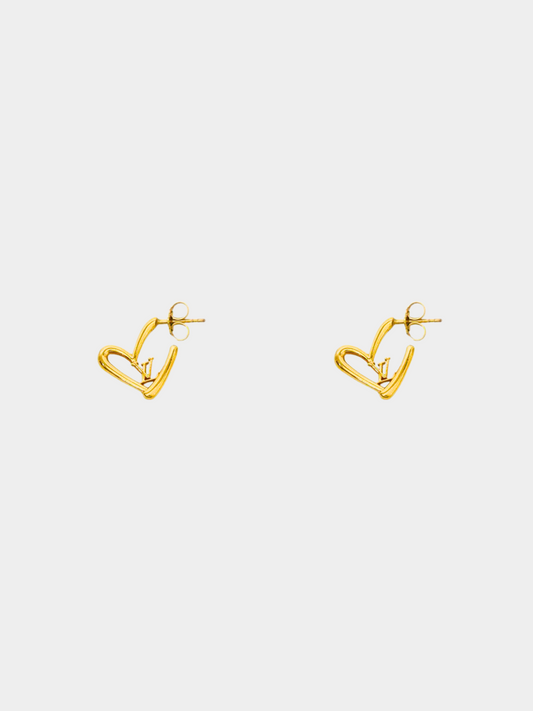 Louis Vuitton 2010s Gold Heart Stud Earrings