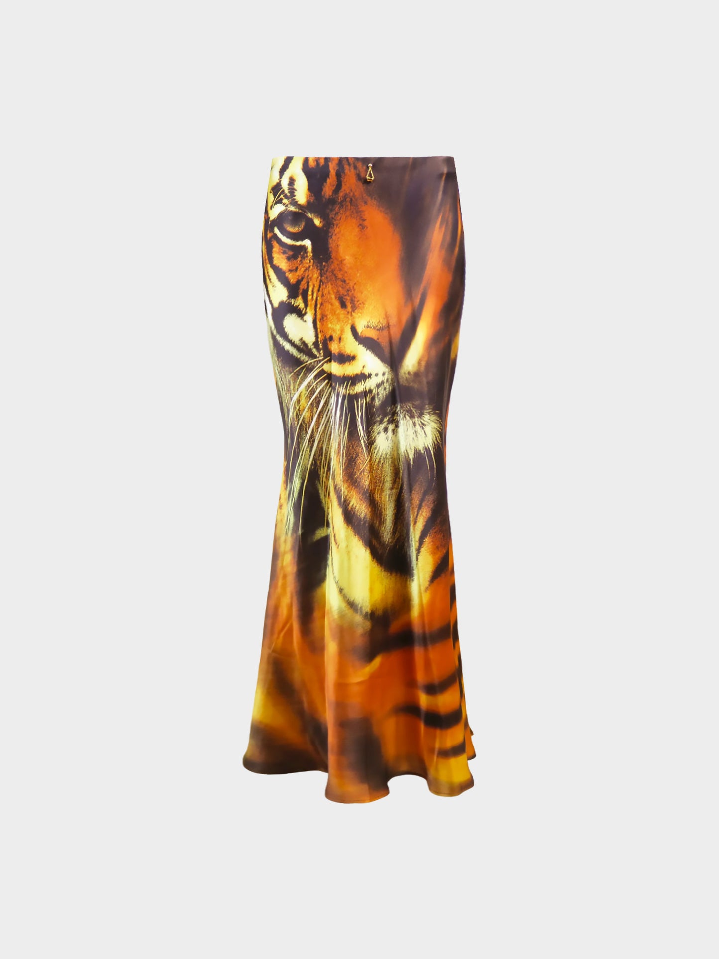 Roberto Cavalli SS 2000 Tiger Print Silk Maxi Silk Skirt
