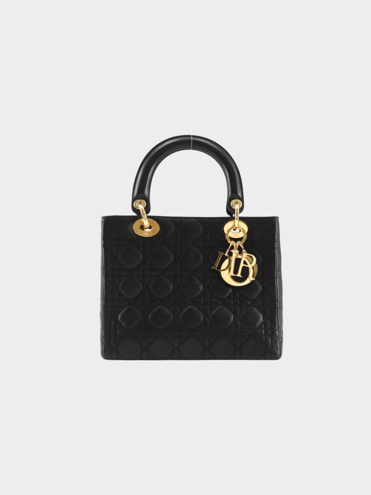 Dior 2020s Black Lambskin Cannage Lady Dior Handbag