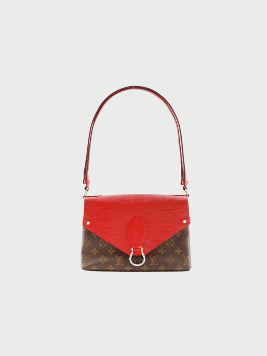 Louis Vuitton 2017 Brown Red Monogram Canvas Epi Leather Saint Michel Shoulder Bag