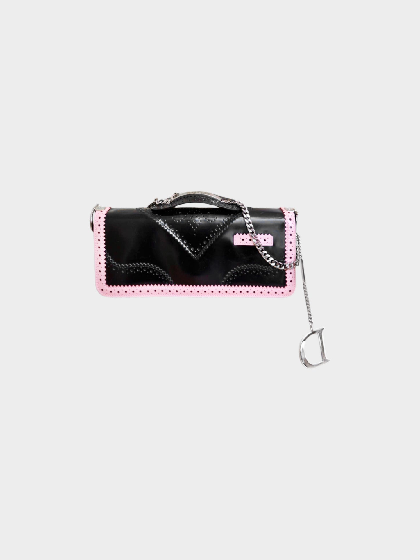 Christian Dior by John Galliano 2005 Black and Pink Leather D'Trick Baguette Bag