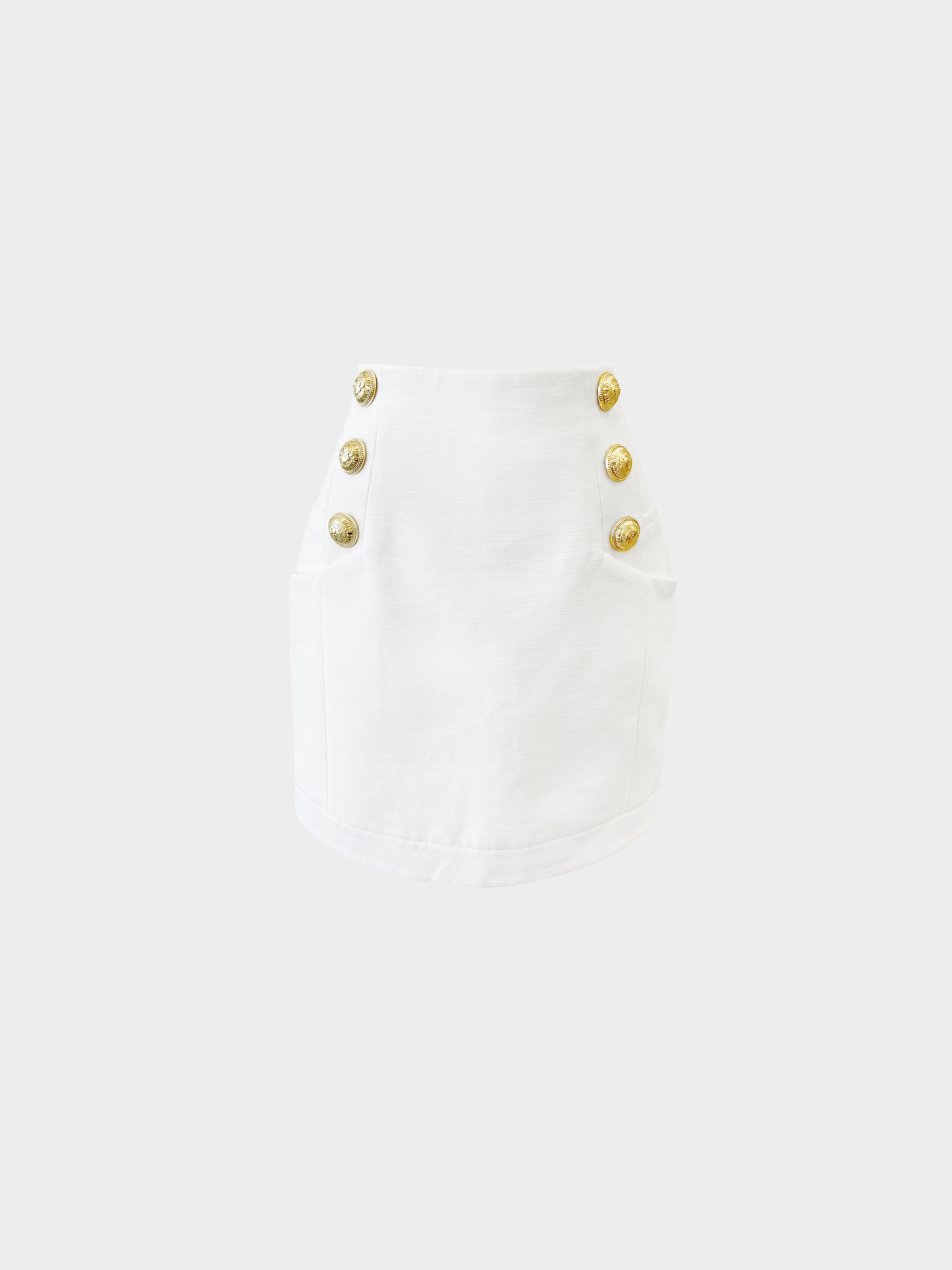 Balmain 2020s Cream Cotton Crest Button Mini Skirt