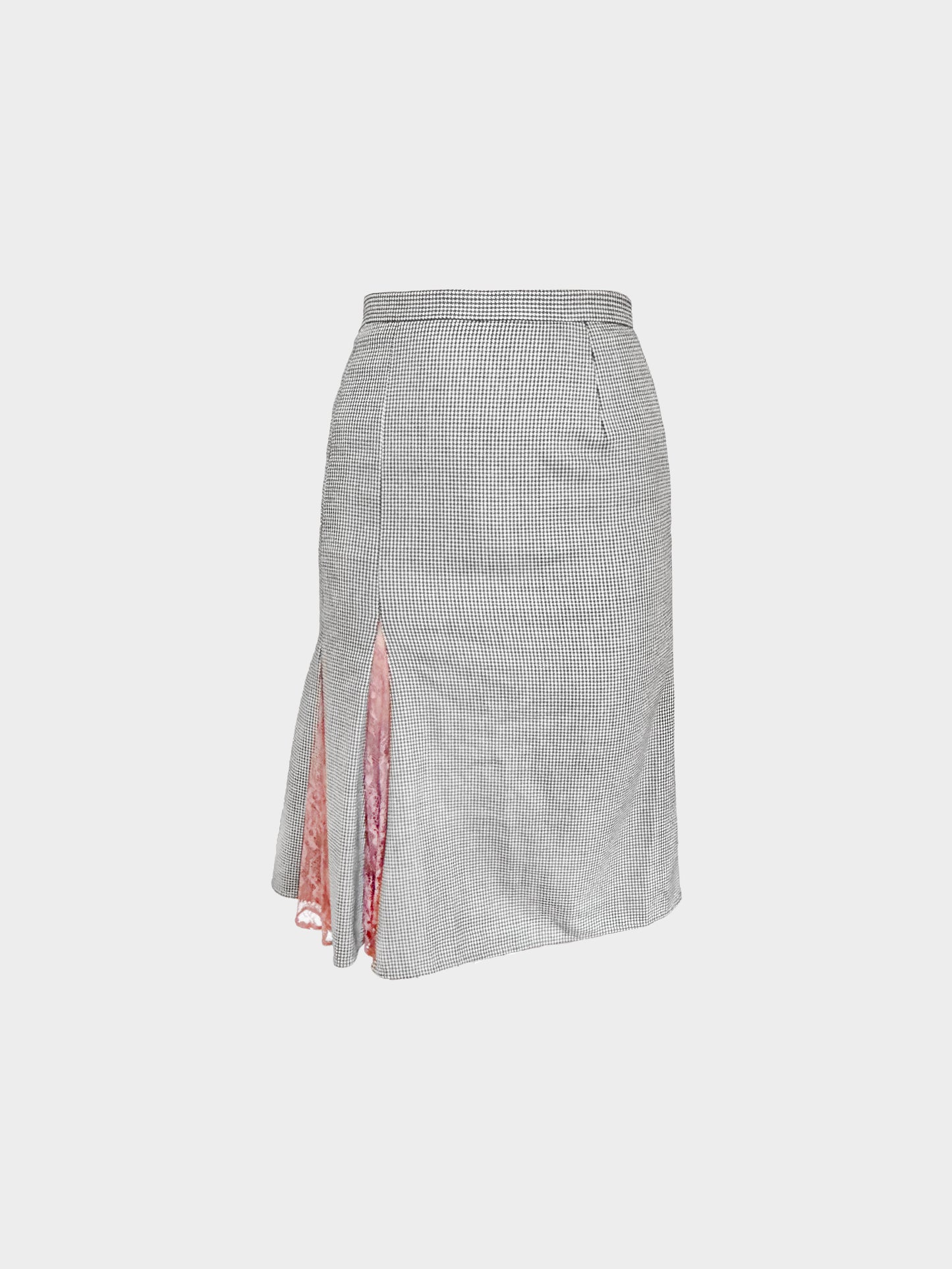 Dolce and Gabbana 2000s Houndstooth Lace Paneled Skirt