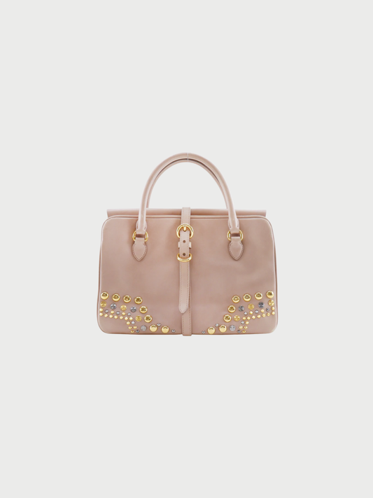 Miu Miu 2000s Raspberry Pink Leather Studded Handbag