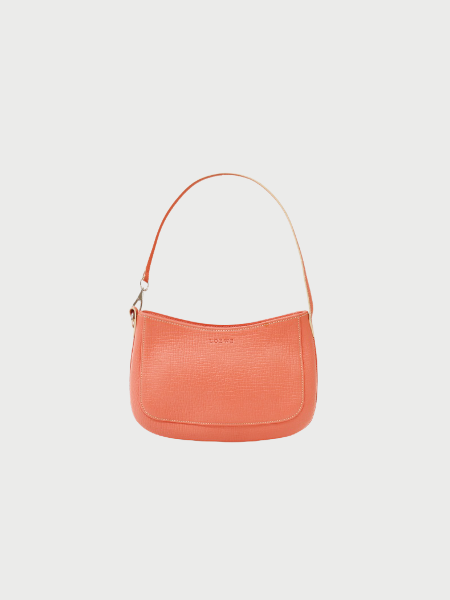 Loewe 2000s Pink Leather Logo Embossed One-Shoulder Bag